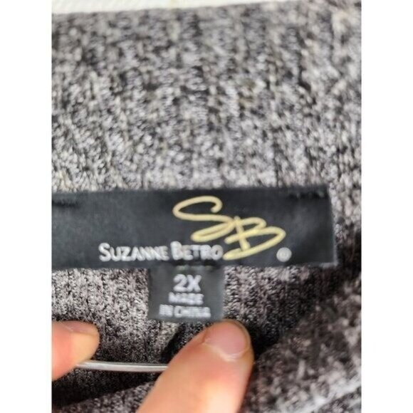 Suzanne Betro Womens BOHO Tunic Top Size 2X Gray Long Sleeve Minimalist Casual - Picture 6 of 10